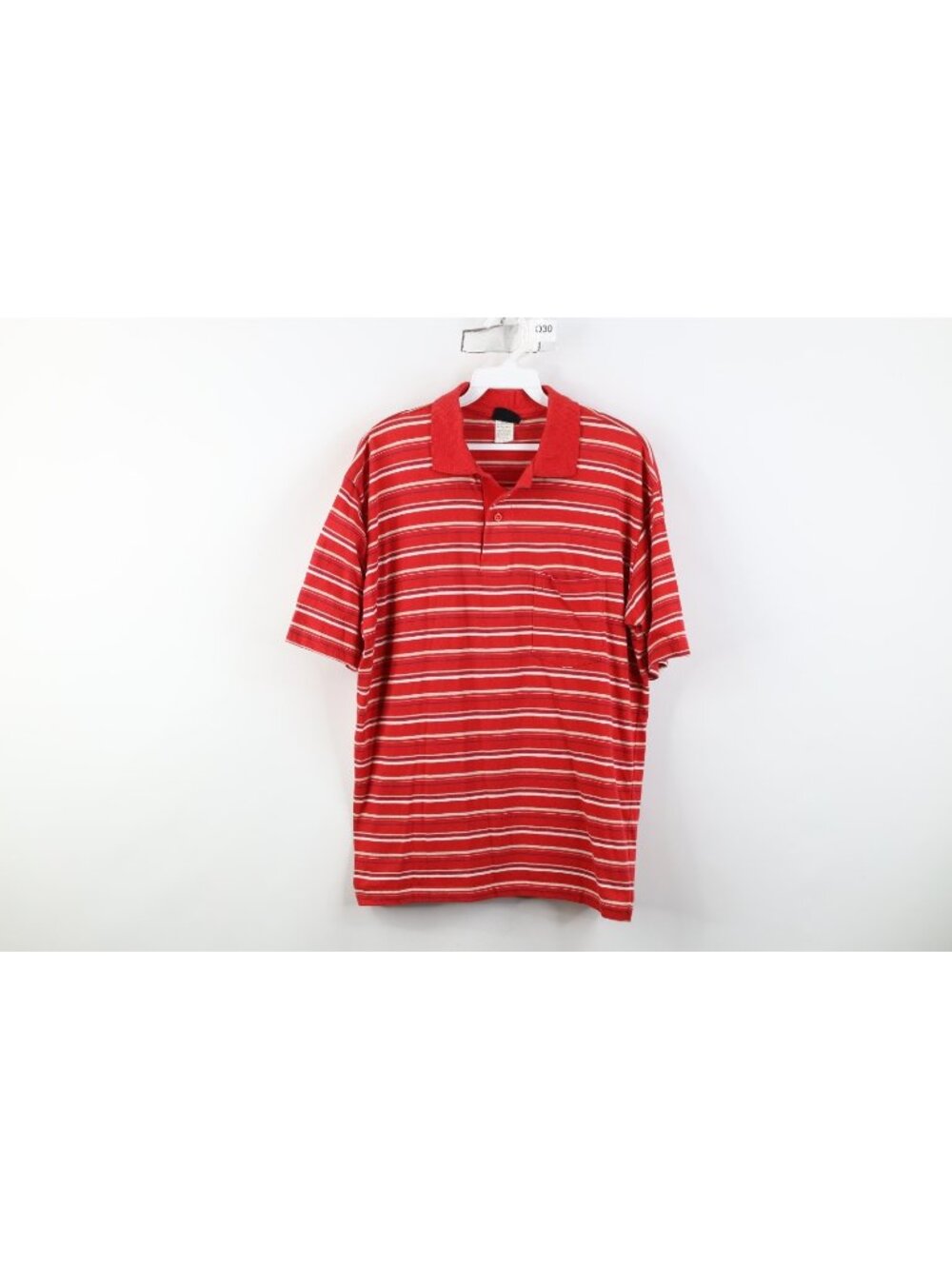 Vtg 70s 80s Streetwear Mens Large Striped Color Block Knit Golf Polo Shirt Red